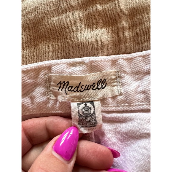 Madewell Denim Shorts High Waisted Frayed Hem Pink Raw Edge Casual Size 26 - Picture 4 of 6